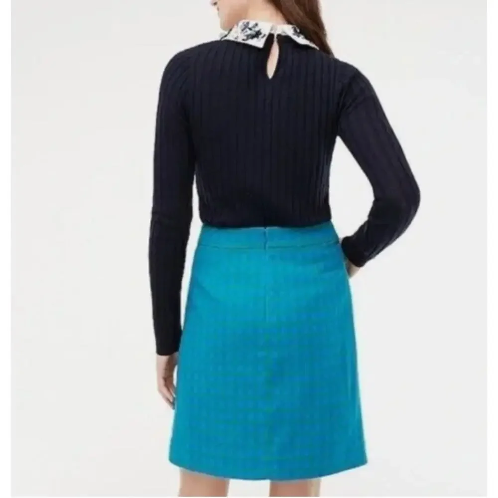 J.CREW Parke Colorful Gingham Plaid Deep Blues Preppy A-Line Mini Skirt NEW- 8
